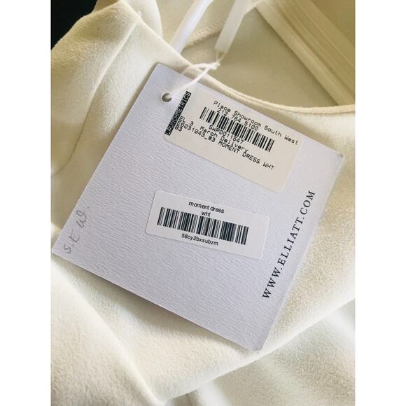 ELLIATT Moment Dress White Asymmetric Midi Drape Hem, S - NWT - Picture 6 of 8